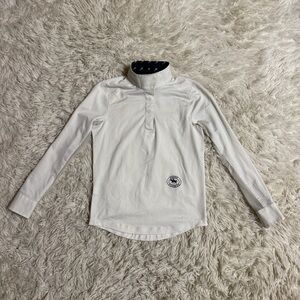 Child’s S White Essex Classics Long Sleeve Horseback Riding Show Shirt. Good Con